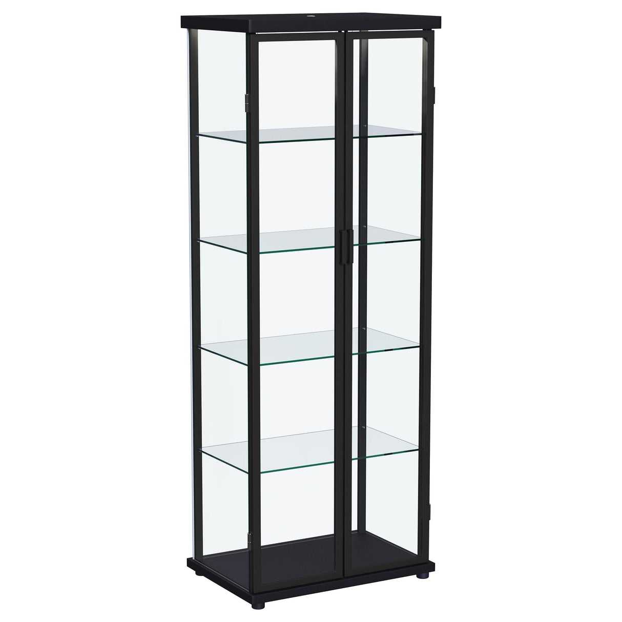 Aero Black 5-Shelf Display Curio Cabinet with LED and Clear Tempered Glass Shelves from Coaster - Luna Furniture