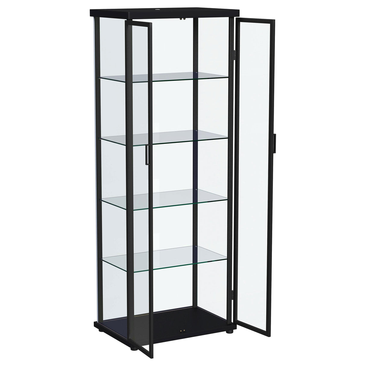 Aero Black 5-Shelf Display Curio Cabinet with LED and Clear Tempered Glass Shelves from Coaster - Luna Furniture