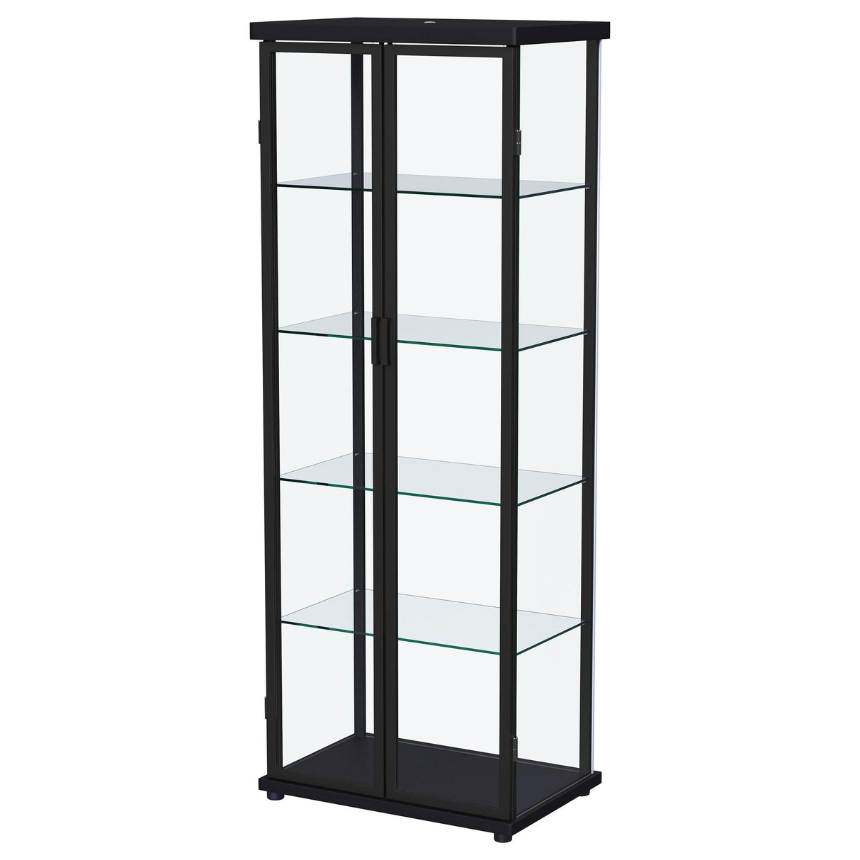 Aero Black 5-Shelf Display Curio Cabinet with LED and Clear Tempered Glass Shelves from Coaster - Luna Furniture