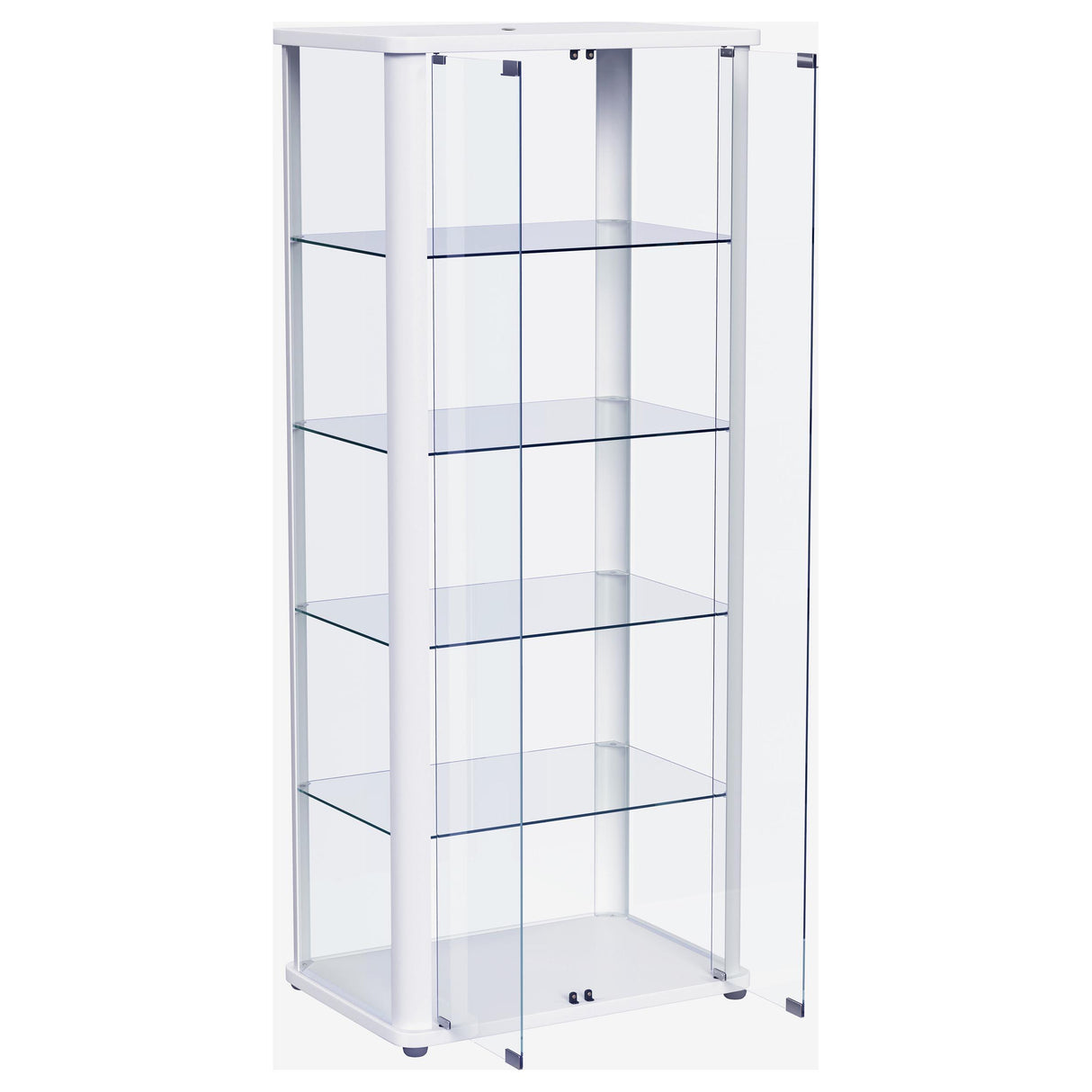 Aero Glossy White 5-Shelf Display Curio Cabinet with LED and Clear Tempered Glass Shelves from Coaster - Luna Furniture