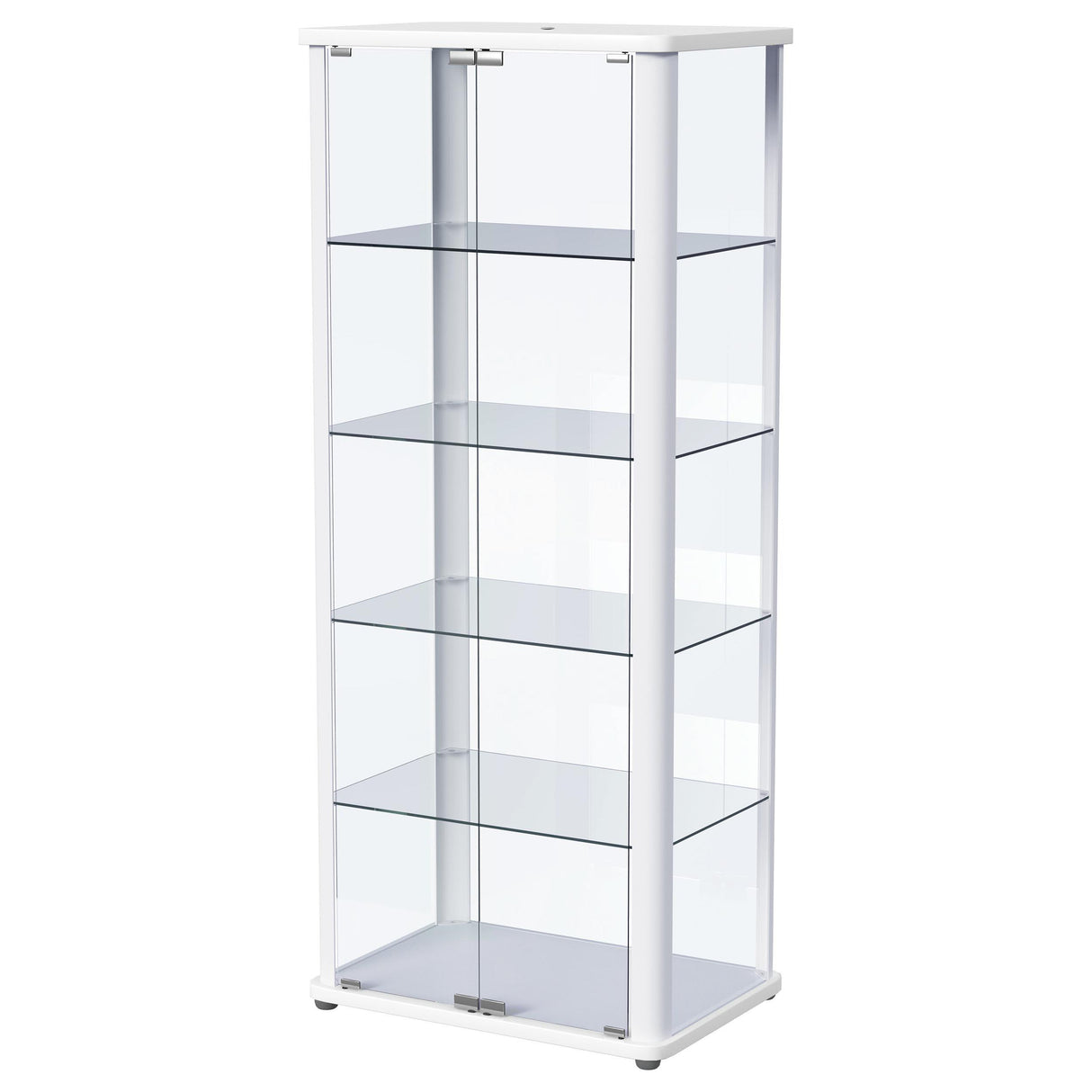 Aero Glossy White 5-Shelf Display Curio Cabinet with LED and Clear Tempered Glass Shelves from Coaster - Luna Furniture