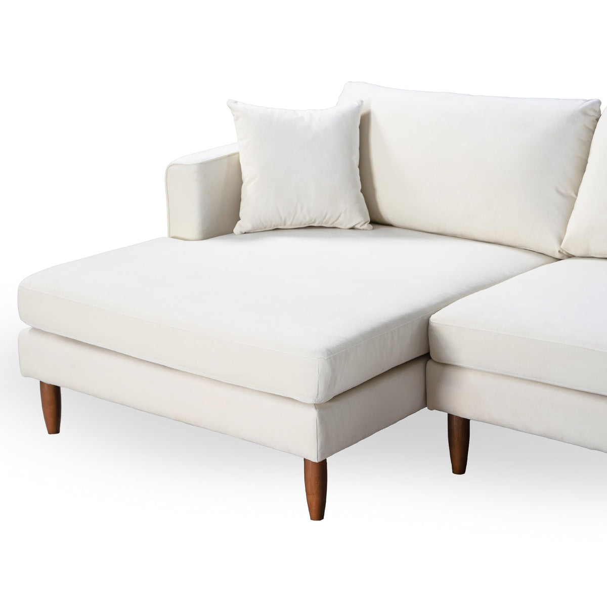Blake L-Shaped Cream Velvet Sectional Sofa Left Facing from Ashcroft Furniture - Luna Furniture