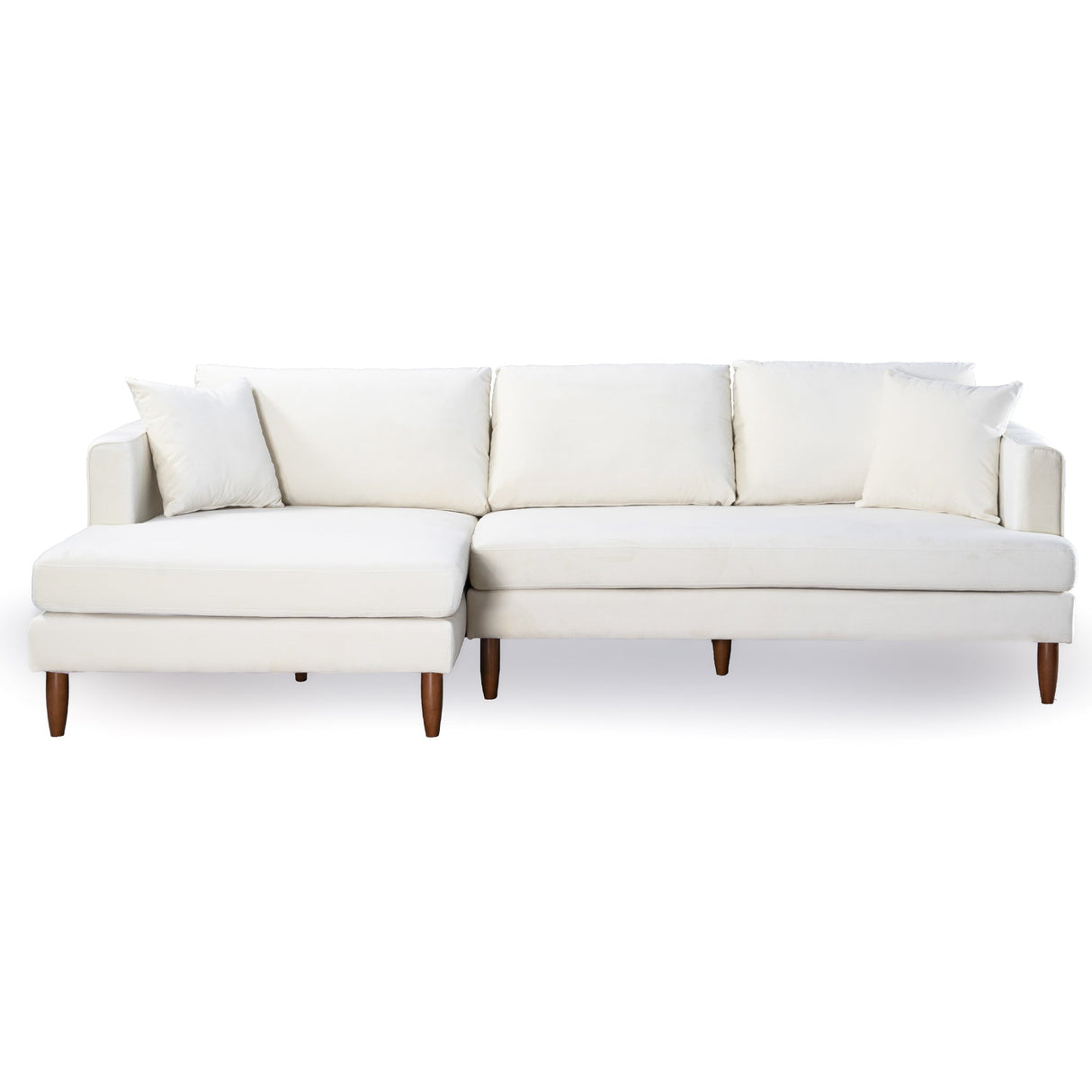 Blake L-Shaped Cream Velvet Sectional Sofa Left Facing from Ashcroft Furniture - Luna Furniture