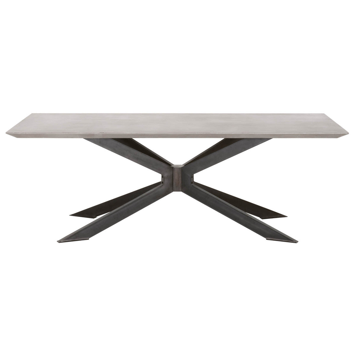 Industry Rectangle Dining Table in Ash Gray Concrete, Distressed Black Iron from Essentials For Living - Luna Furniture