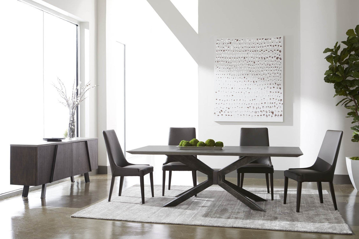 Industry Rectangle Dining Table in Ash Gray Concrete, Distressed Black Iron from Essentials For Living - Luna Furniture