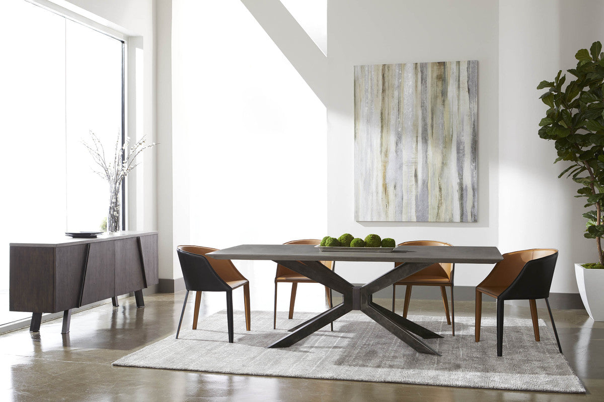 Industry Rectangle Dining Table in Ash Gray Concrete, Distressed Black Iron from Essentials For Living - Luna Furniture