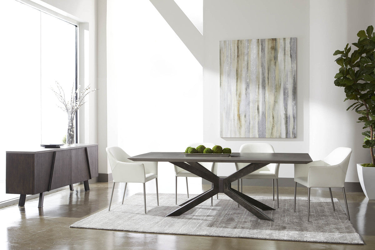 Industry Rectangle Dining Table in Ash Gray Concrete, Distressed Black Iron from Essentials For Living - Luna Furniture