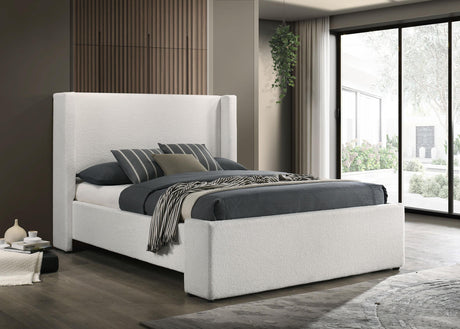 Alamosa Boucle Upholstered Eastern King Wingback Platform Bed White - 310078KE