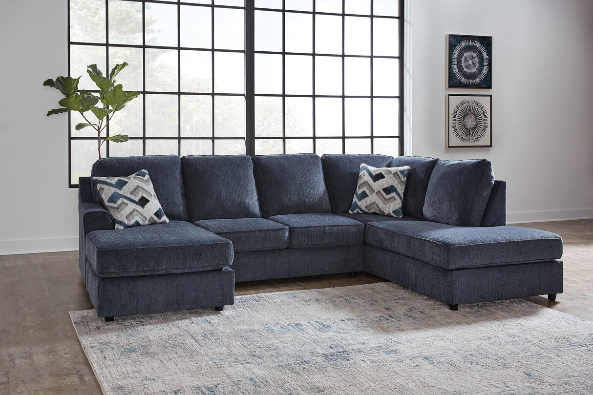 Albar Place 2-Piece Sectional with Ottoman in Cobalt from Ashley - Luna Furniture