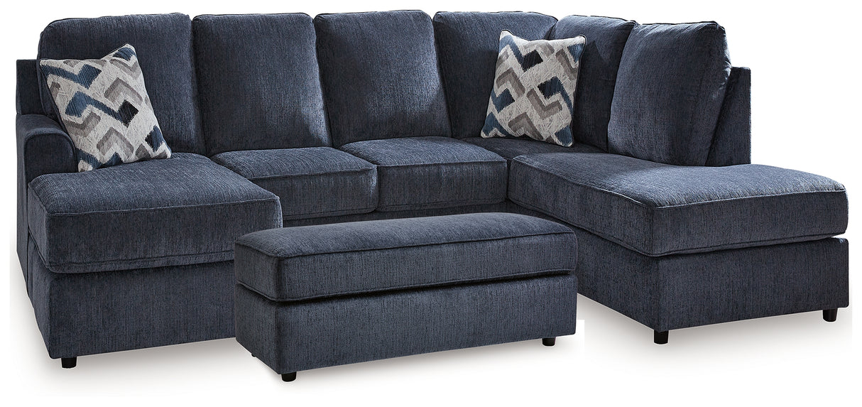 Albar Place 2-Piece Sectional with Ottoman in Cobalt from Ashley - Luna Furniture