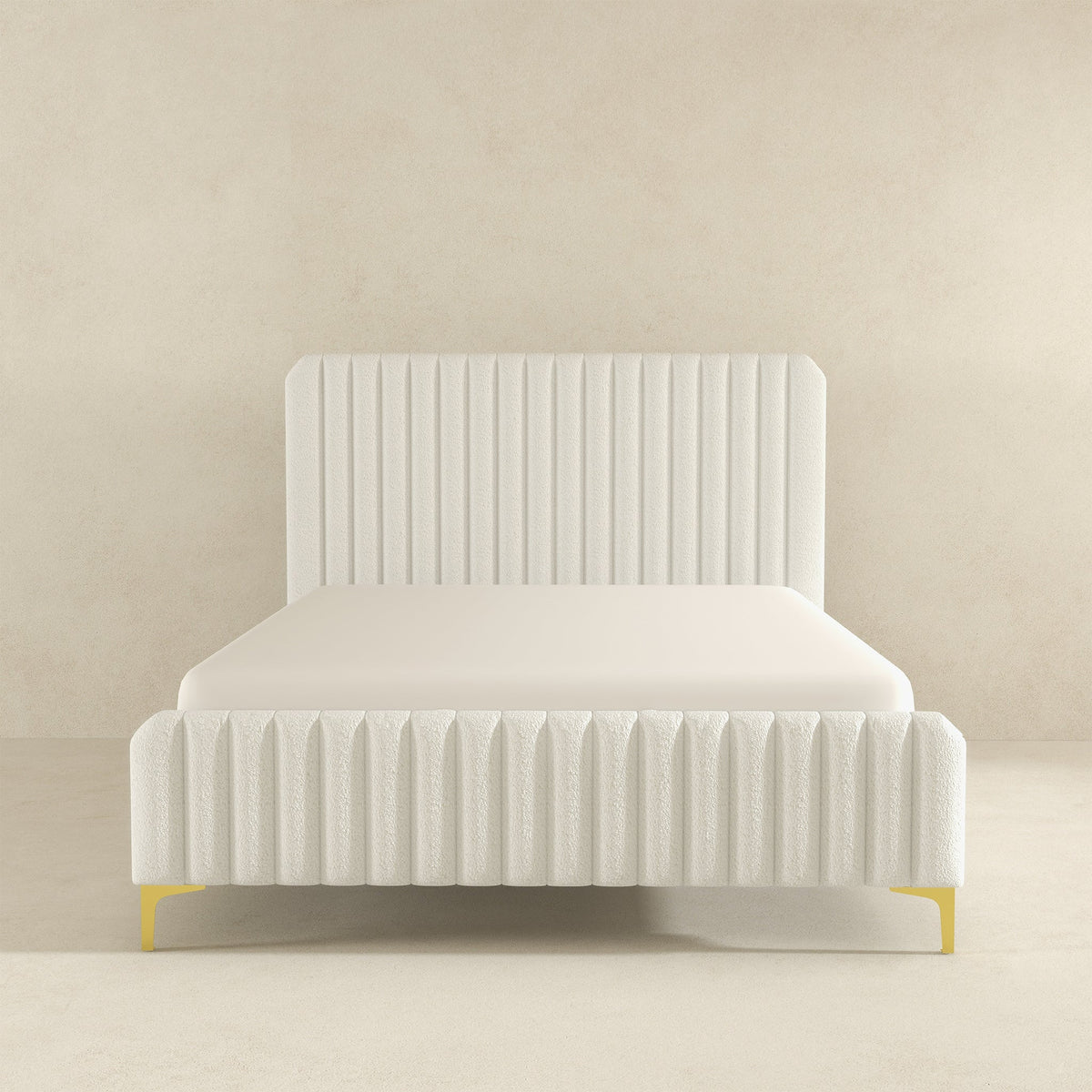Valery Cream Queen Upholstered Platform Bed from Ashcroft Furniture - Luna Furniture