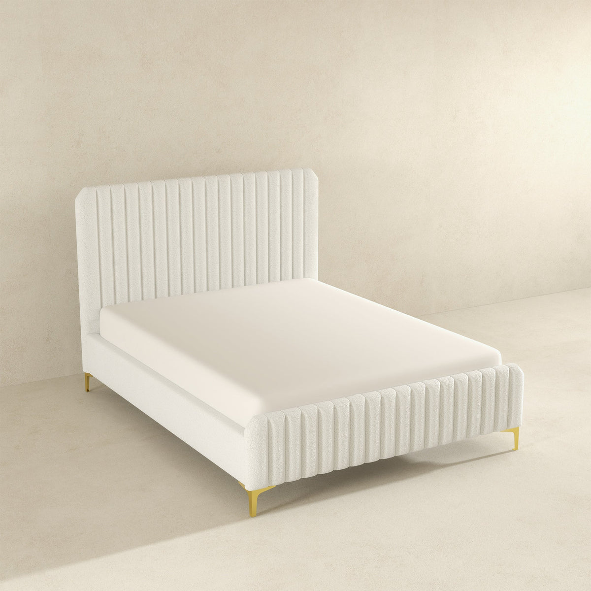 Valery Cream Queen Upholstered Platform Bed from Ashcroft Furniture - Luna Furniture