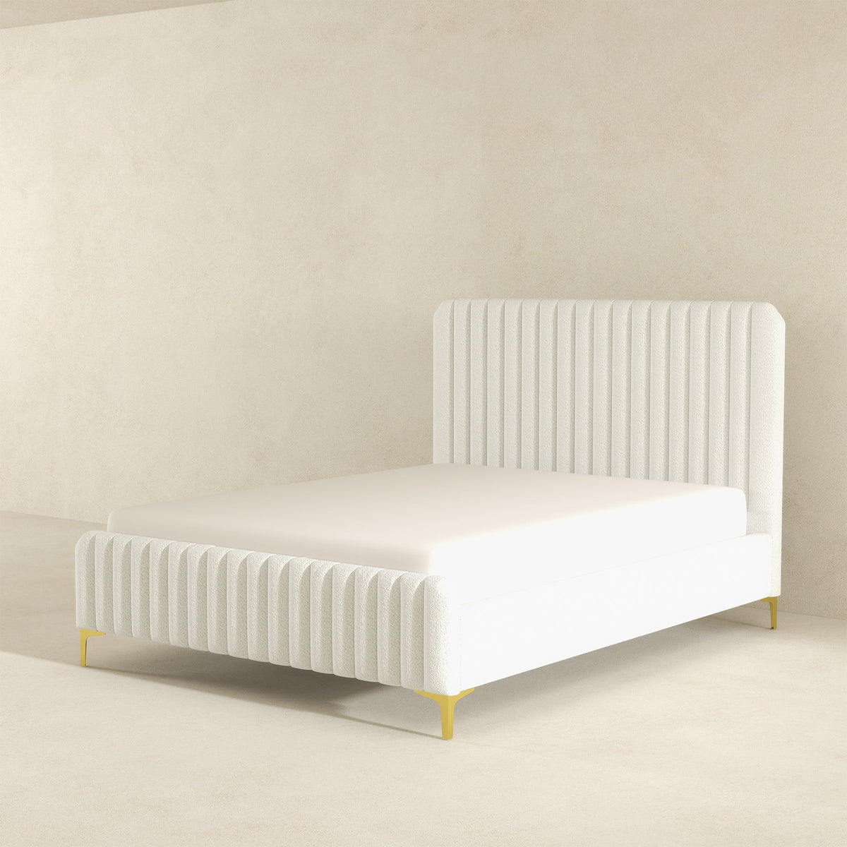 Valery Cream Queen Upholstered Platform Bed from Ashcroft Furniture - Luna Furniture