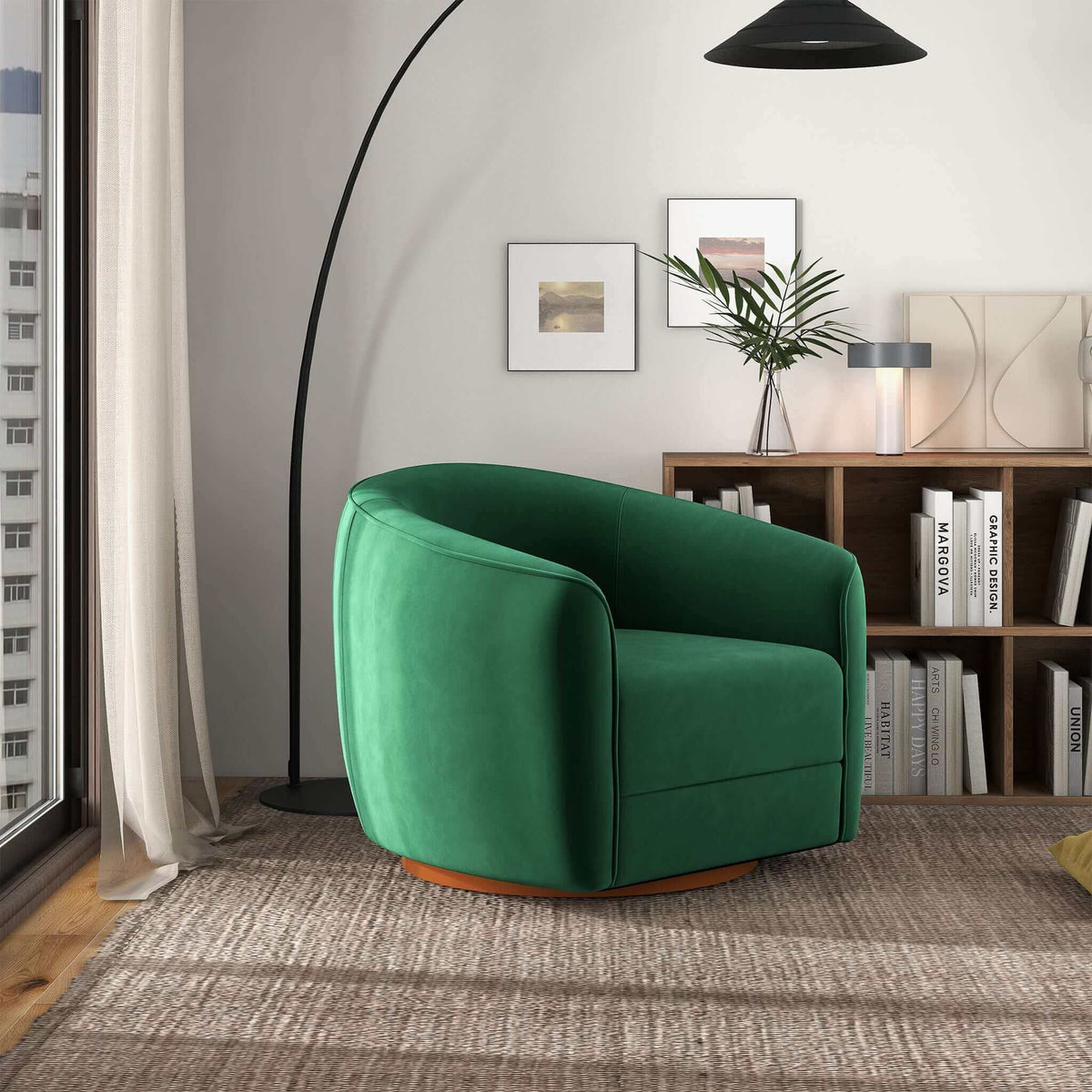 Elise Dark Green Velvet Swivel Chair from Ashcroft Furniture - Luna Furniture