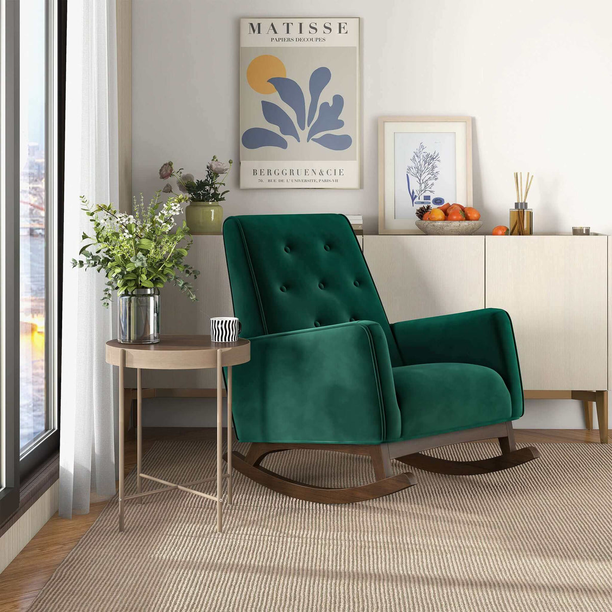 Demetrius Green Velvet Solid Wood Rocking Chair from Ashcroft Furniture - Luna Furniture