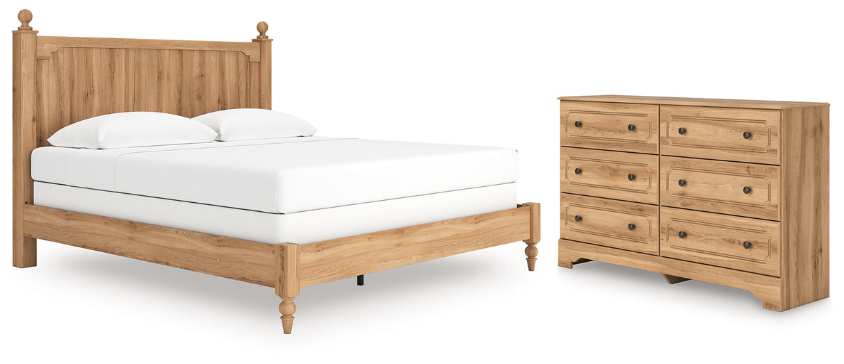 Aleaport King Panel Bed with Dresser in Warm Brown from Ashley - Luna Furniture