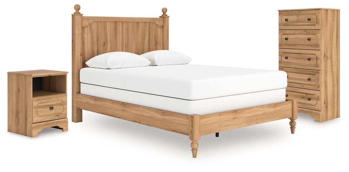 Aleaport Queen Panel Bed with Chest and Nightstand in Warm Brown from Ashley - Luna Furniture