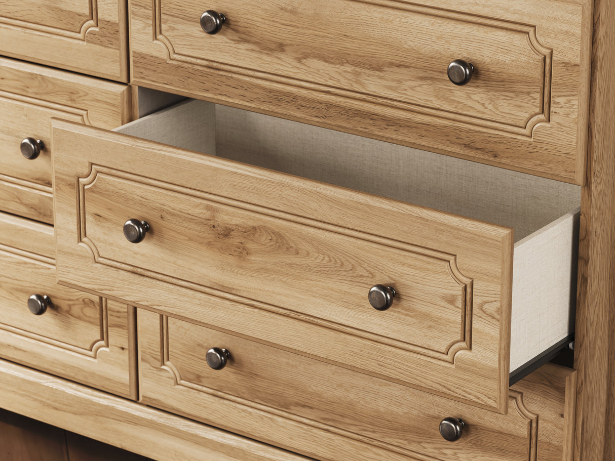 Aleaport Twin Panel Bed with Dresser and Nightstand in Warm Brown from Ashley - Luna Furniture