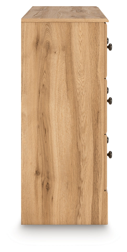 Aleaport Twin Panel Bed with Dresser in Warm Brown from Ashley - Luna Furniture