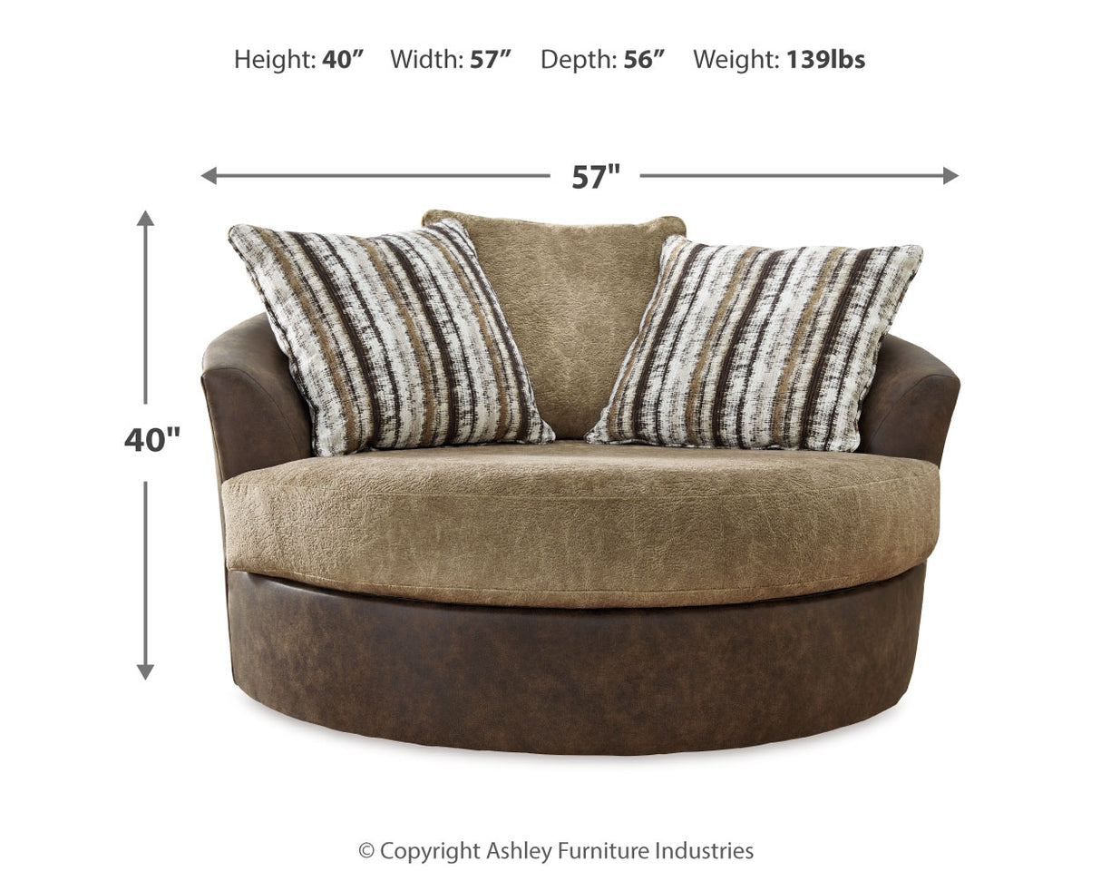 Alesbury Chocolate Sofa and Oversized Swivel Accent Chair from Ashley - Luna Furniture