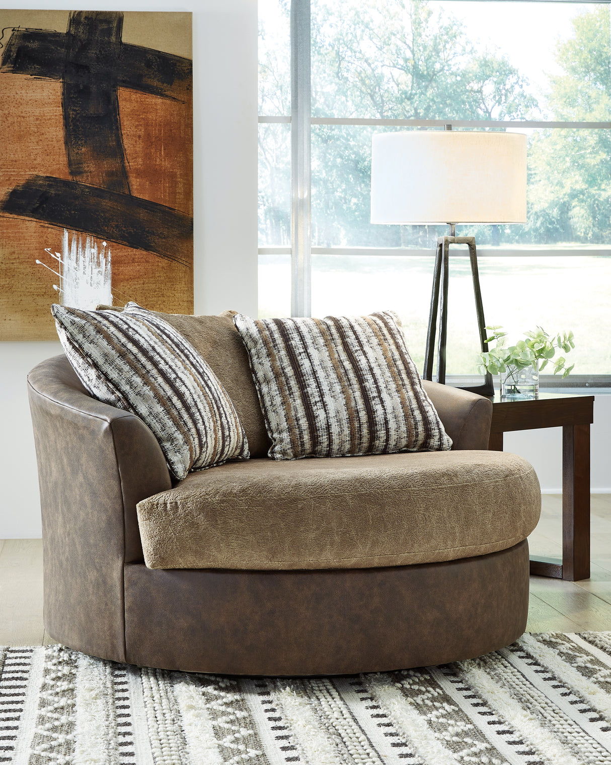 Alesbury Chocolate Sofa and Oversized Swivel Accent Chair from Ashley - Luna Furniture