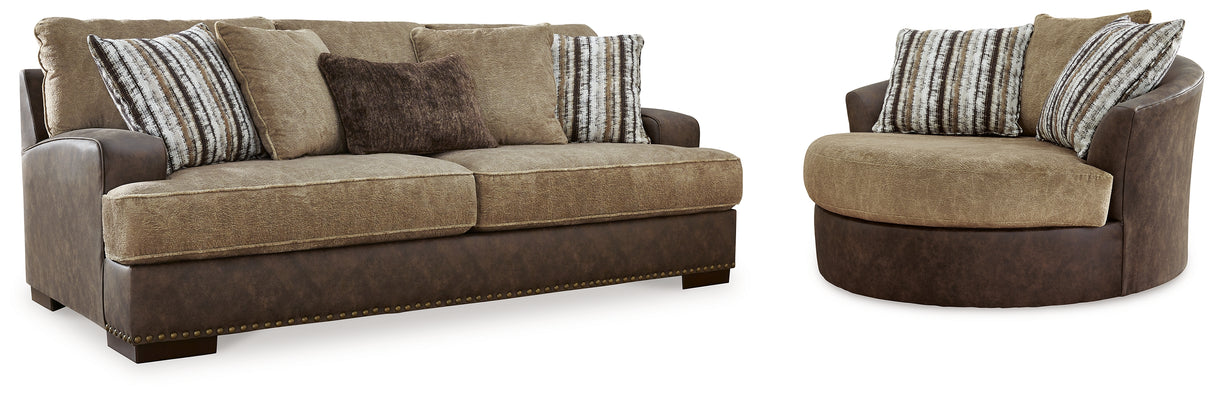 Alesbury Chocolate Sofa and Oversized Swivel Accent Chair from Ashley - Luna Furniture