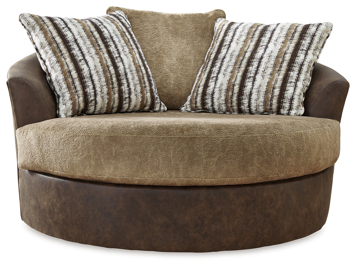 Alesbury Chocolate Sofa and Oversized Swivel Accent Chair from Ashley - Luna Furniture