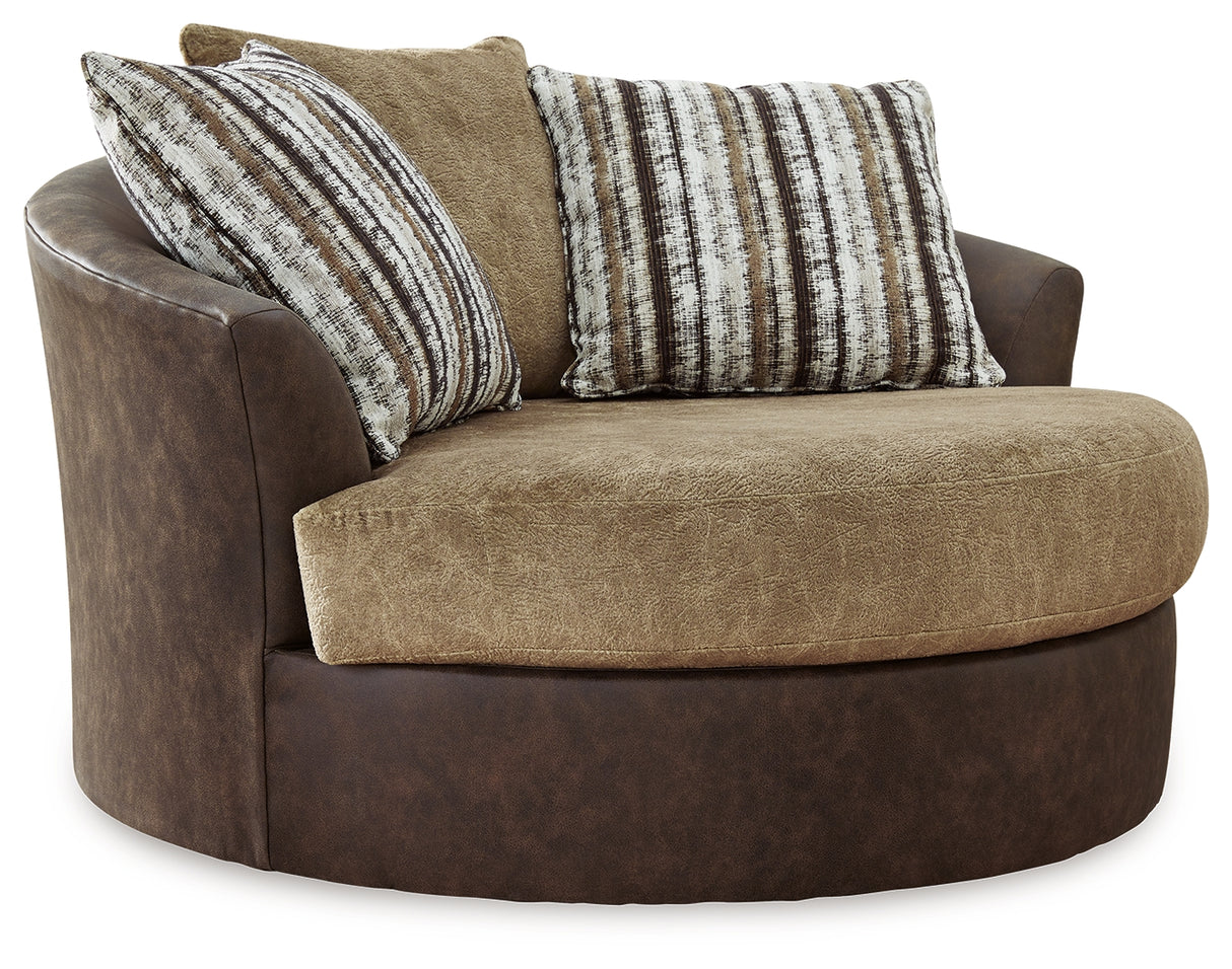 Alesbury Chocolate Sofa and Oversized Swivel Accent Chair from Ashley - Luna Furniture
