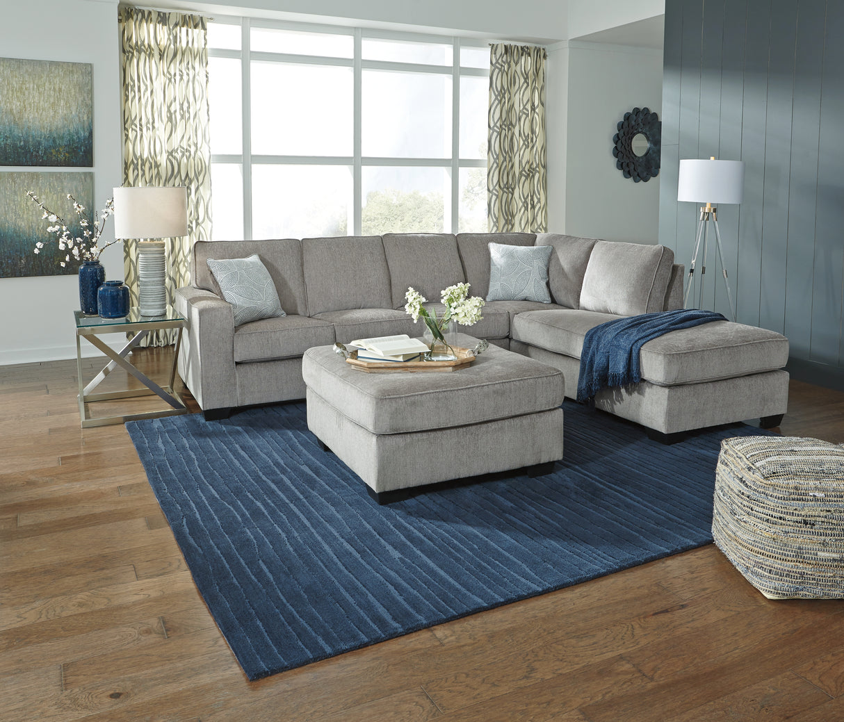 Altari Alloy 2-Piece Sectional with Ottoman from Ashley - Luna Furniture