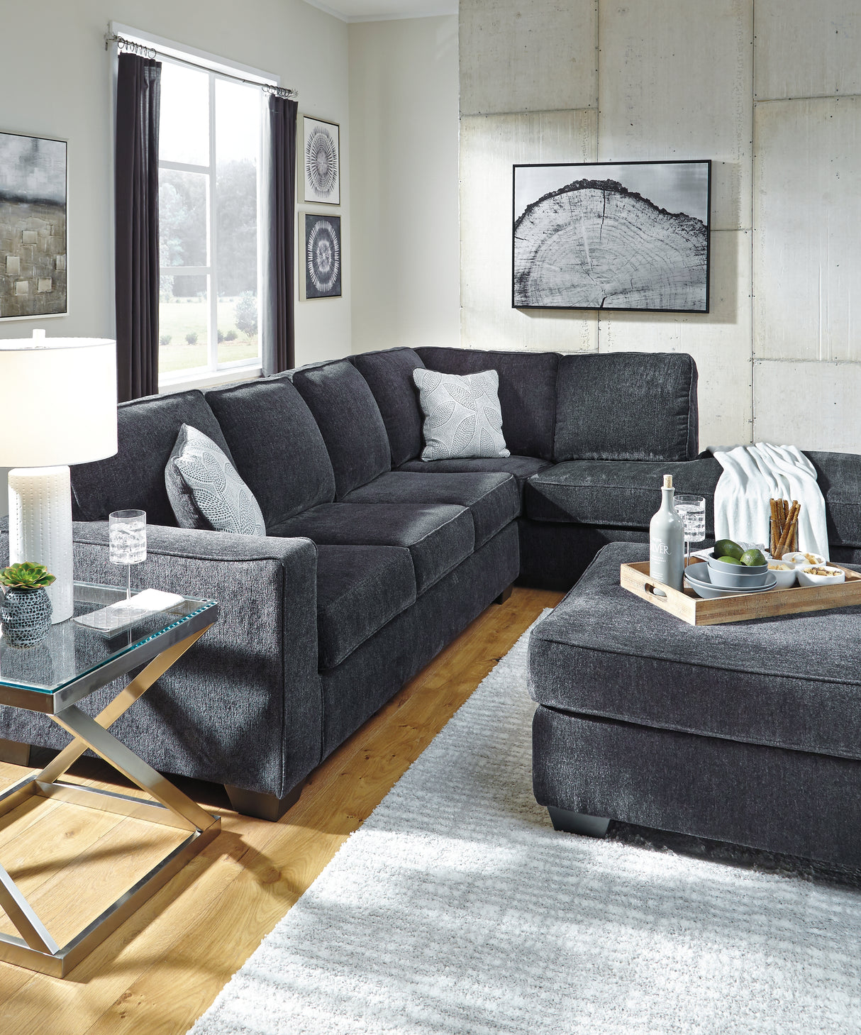 Altari Slate 2-Piece Sectional with Ottoman from Ashley - Luna Furniture