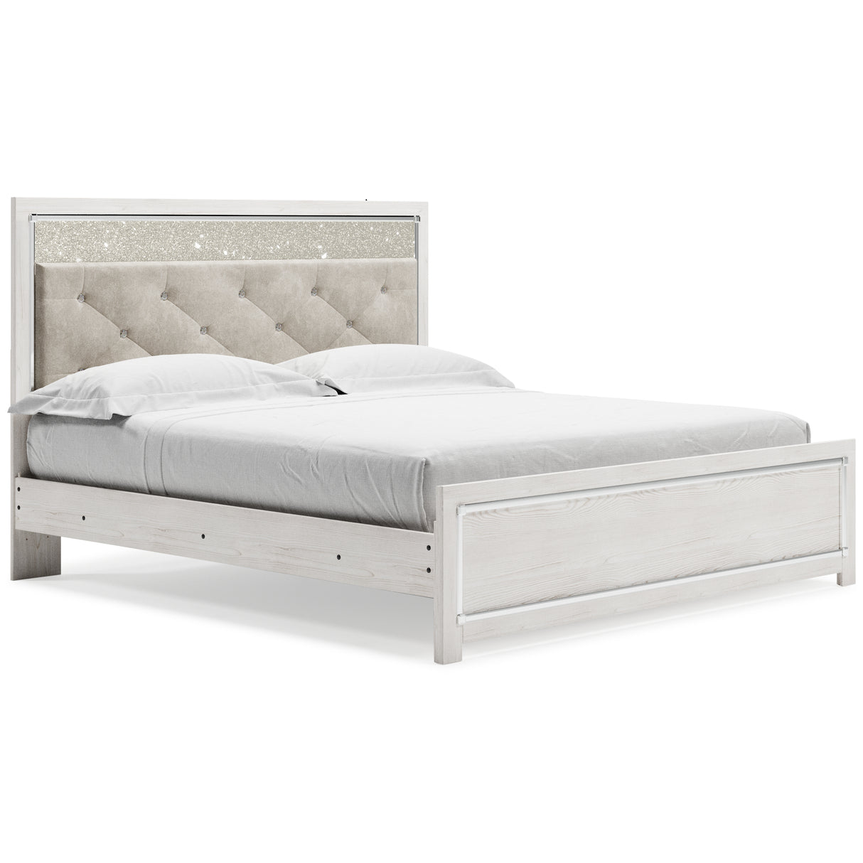 Altyra White King Panel Bed with Mirrored Dresser and Chest from Ashley Furniture - Luna Furniture