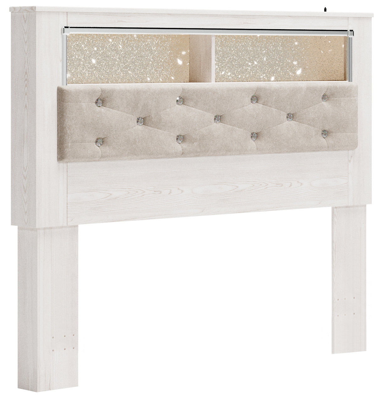 Altyra White Queen Bookcase Headboard Bed with Mirrored Dresser, Chest and 2 Nightstands from Ashley - Luna Furniture