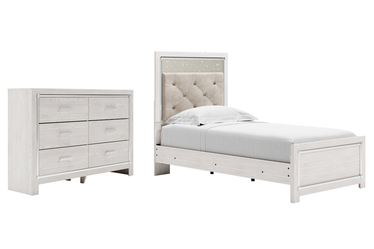Altyra Twin Panel Bed with Dresser in White from Ashley - Luna Furniture