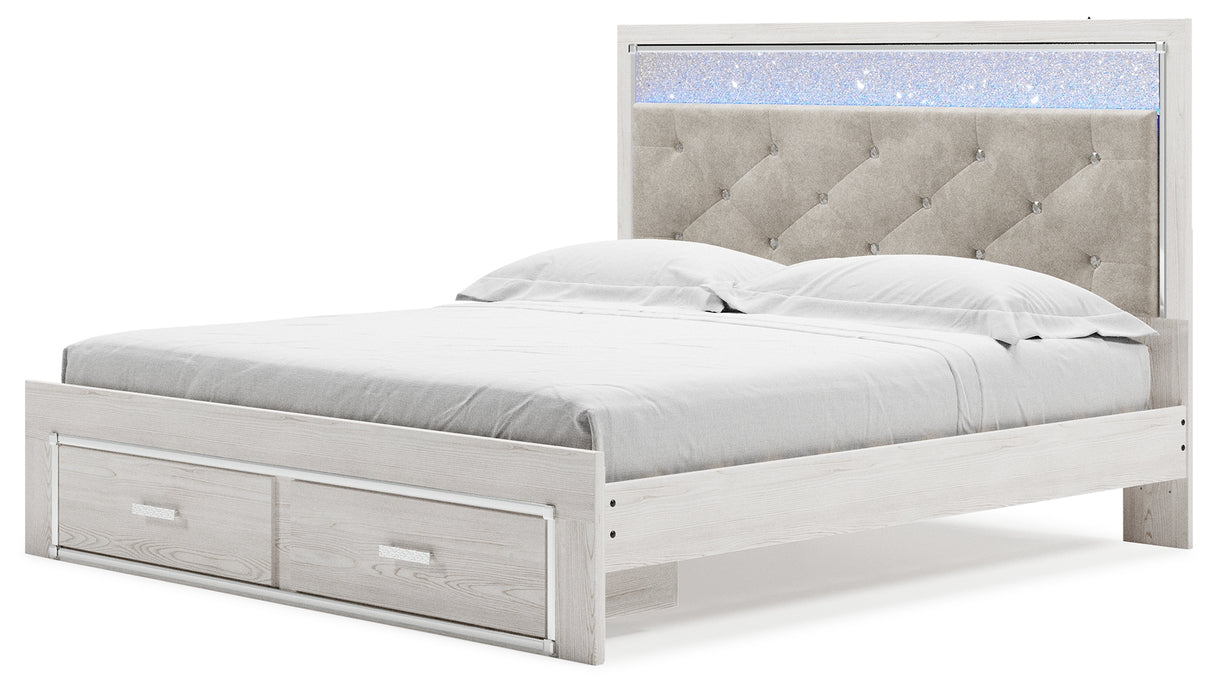 Altyra White King Upholstered Storage Bed, Dresser, Mirror and 2 Nightstands from Ashley - Luna Furniture
