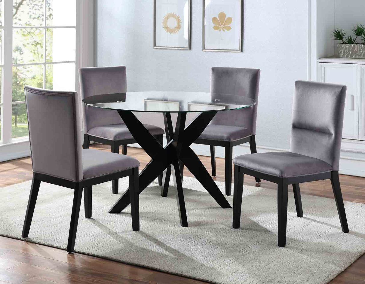 Amalie Black/Gray Round Dining Room Set from Steve Silver - Luna Furniture