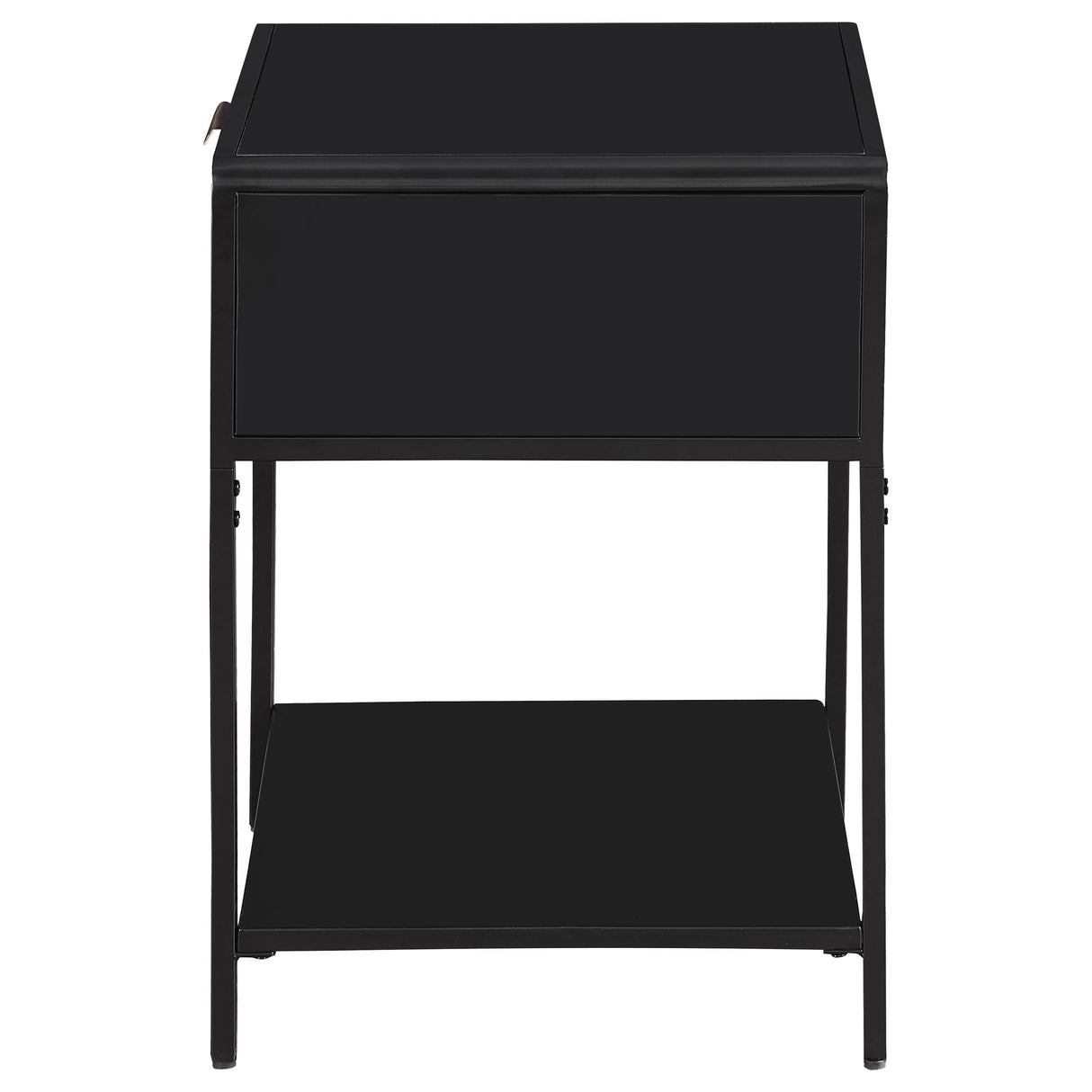 Amherst Black 1-Drawer Radio Weave Rattan Metal Side Table from Coaster - Luna Furniture