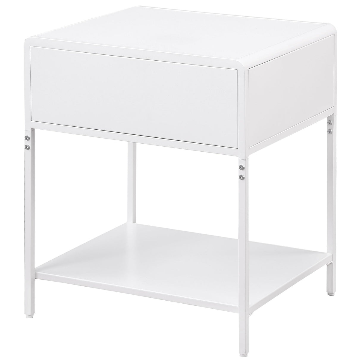 Amherst White 1-Drawer Radio Weave Rattan Metal Side Table from Coaster - Luna Furniture