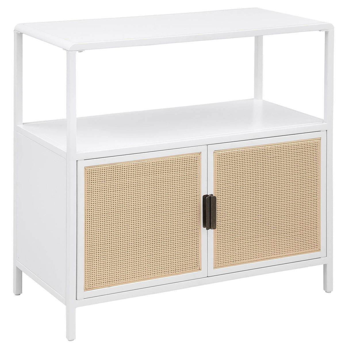 Amherst White 2-Door Radio Weave Cane Metal Accent Cabinet from Coaster - Luna Furniture