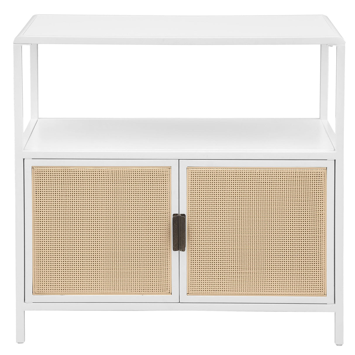 Amherst White 2-Door Radio Weave Cane Metal Accent Cabinet from Coaster - Luna Furniture