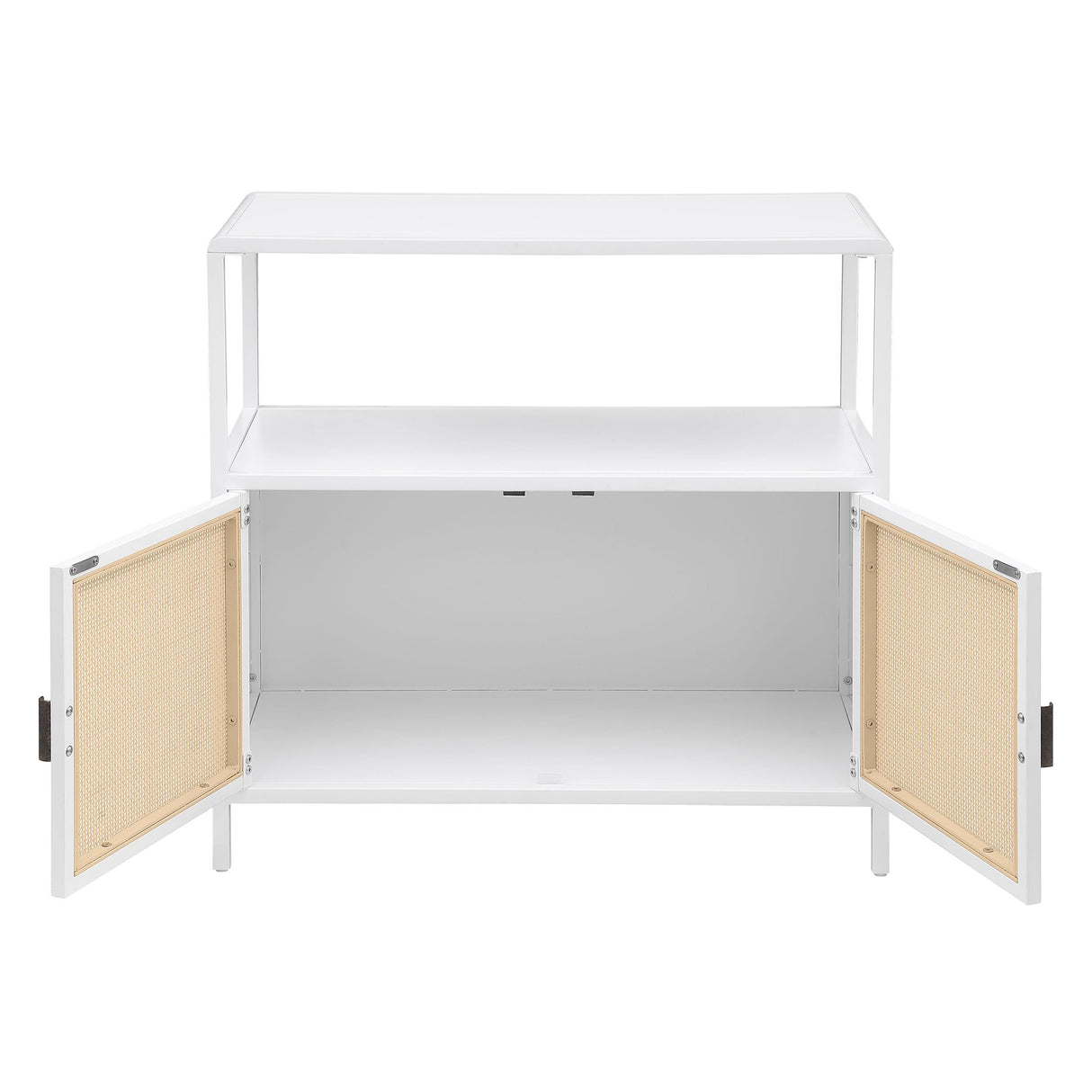 Amherst White 2-Door Radio Weave Cane Metal Accent Cabinet from Coaster - Luna Furniture