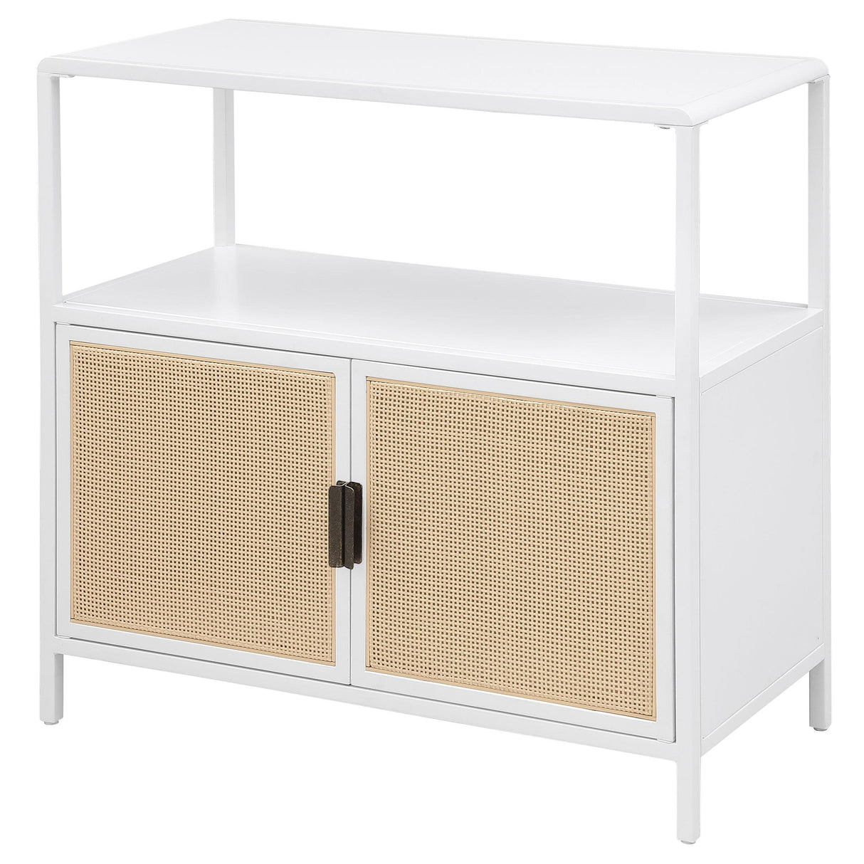 Amherst White 2-Door Radio Weave Cane Metal Accent Cabinet from Coaster - Luna Furniture