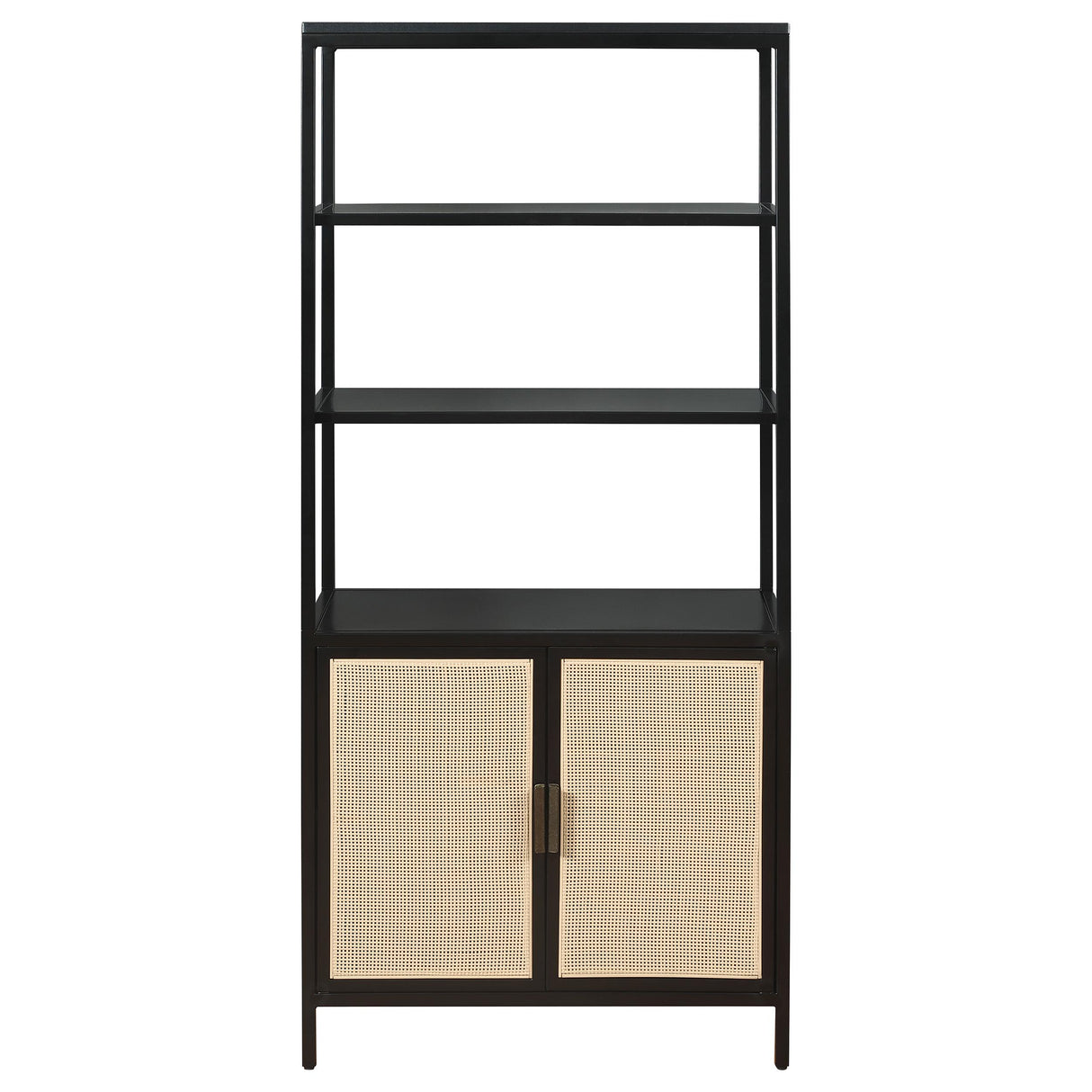 Amherst Black 3-Shelf Radio Weave Cane Metal Accent Cabinet from Coaster - Luna Furniture