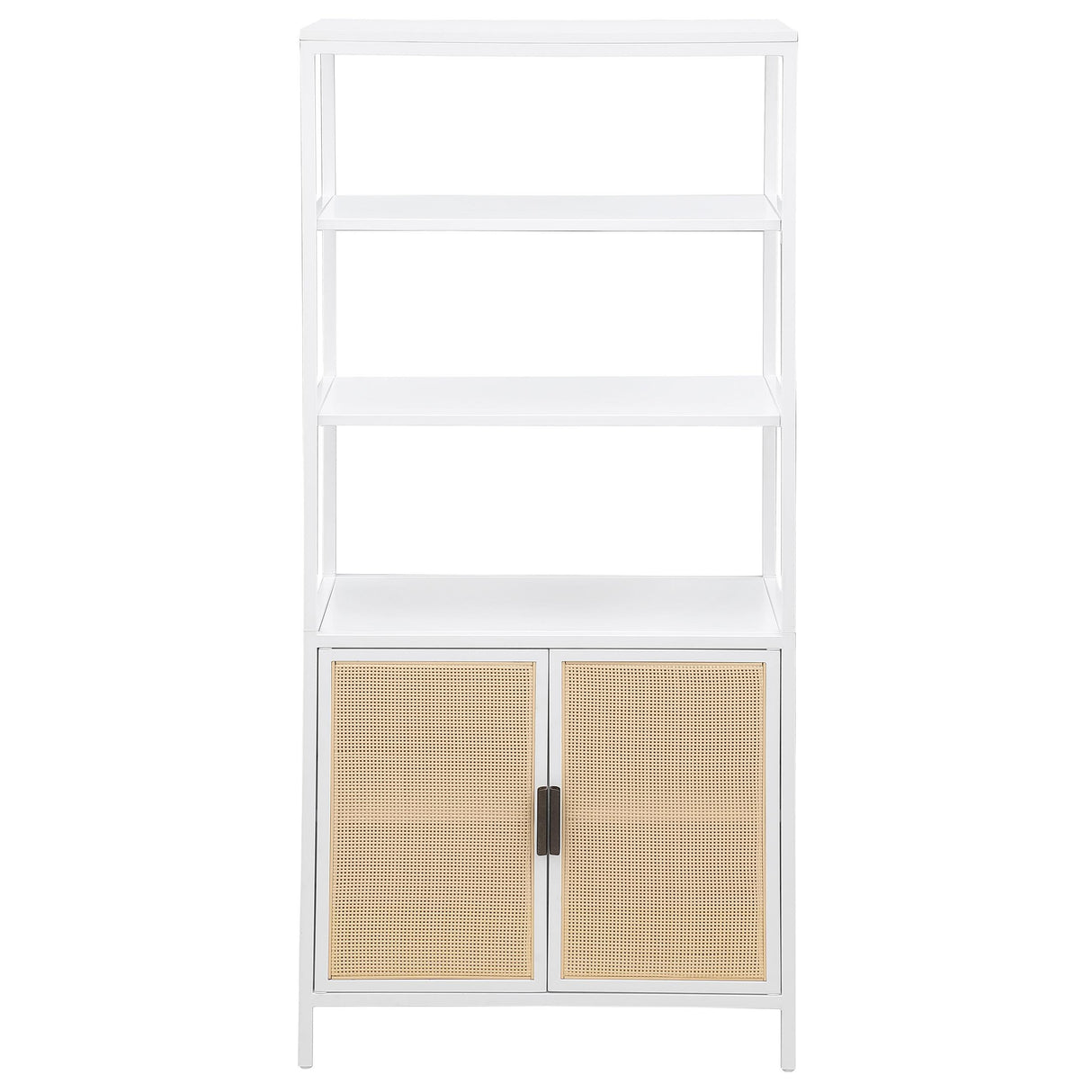 Amherst White 3-Shelf Radio Weave Cane Metal Accent Cabinet from Coaster - Luna Furniture