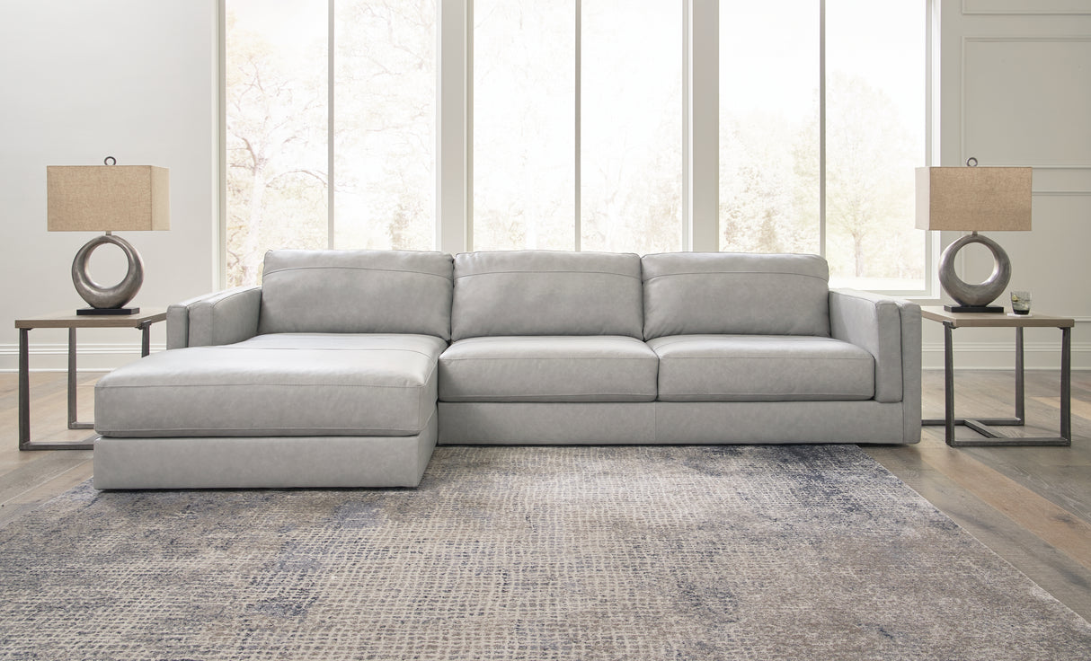 Amiata Glacier 2-Piece Sectional with Ottoman from Ashley - Luna Furniture