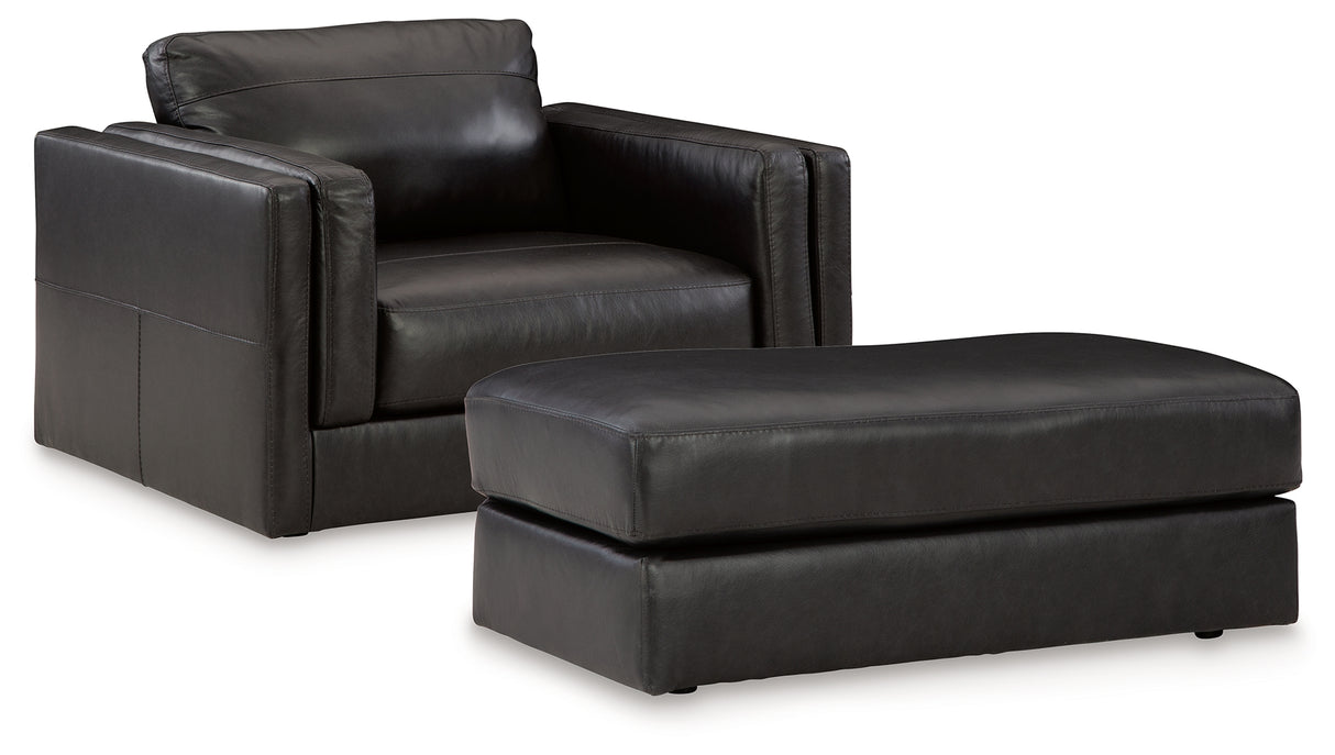 Amiata Chair and Ottoman in Onyx from Ashley Furniture - Luna Furniture