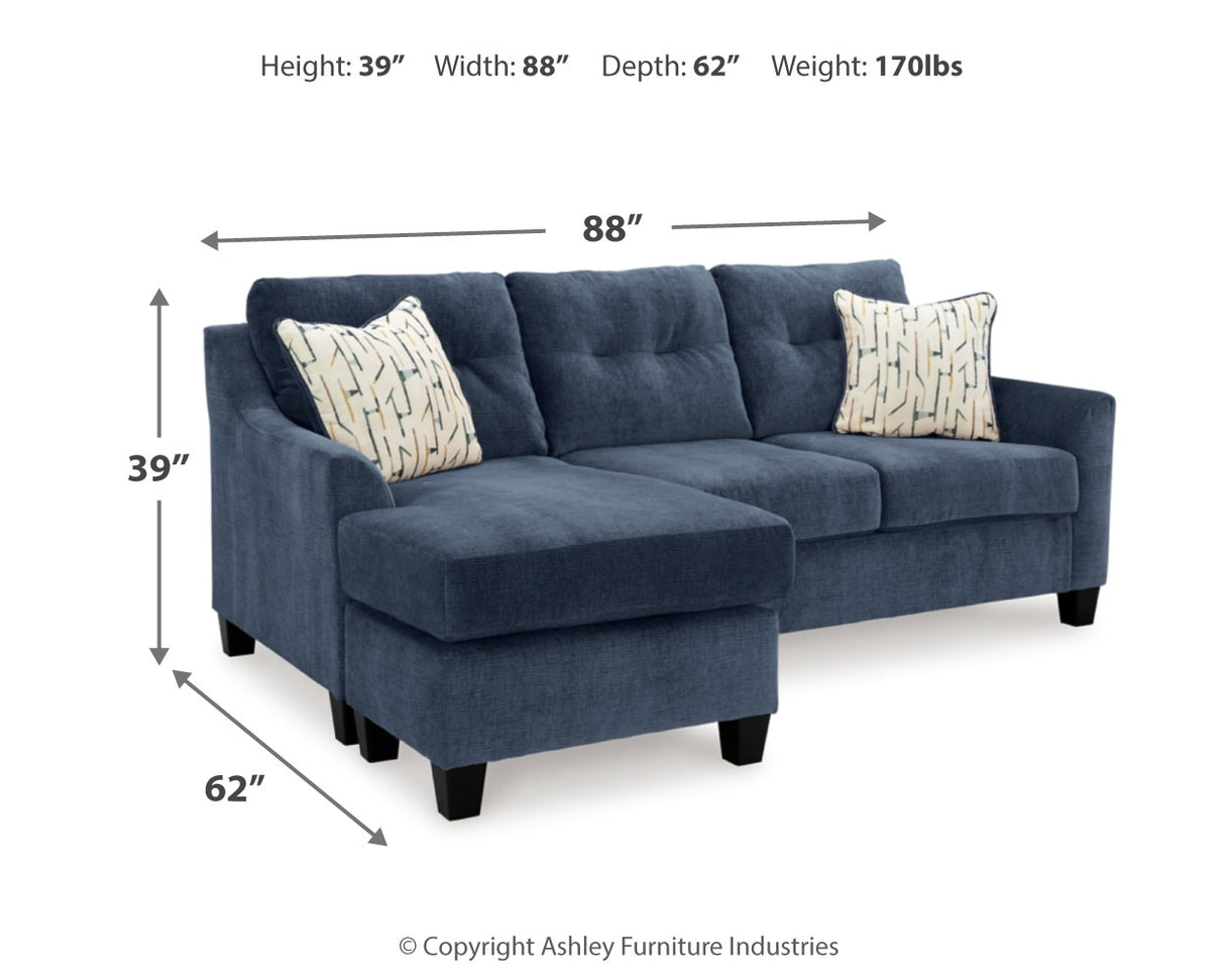 Amity Bay Sofa Chaise, Chair, and Ottoman in Ink from Ashley - Luna Furniture