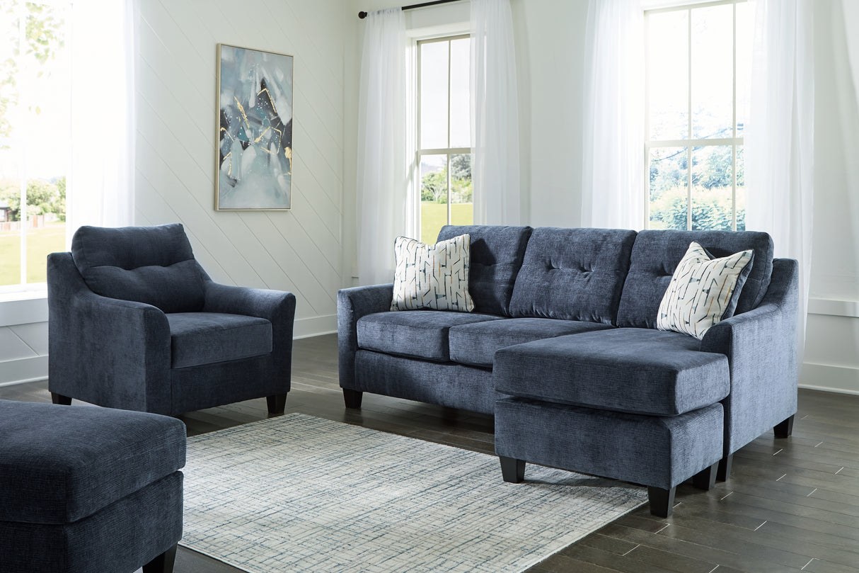 Amity Bay Sofa Chaise, Chair, and Ottoman in Ink from Ashley - Luna Furniture