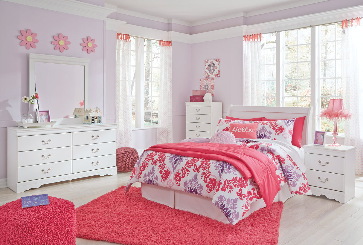 Anarasia White Full Sleigh Headboard Bed with Dresser from Ashley Furniture - Luna Furniture