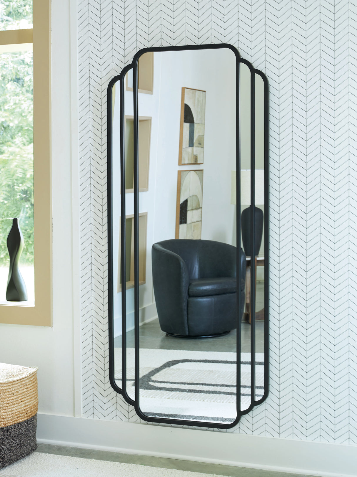 Antigone Black Floor Mirror from Ashley - Luna Furniture