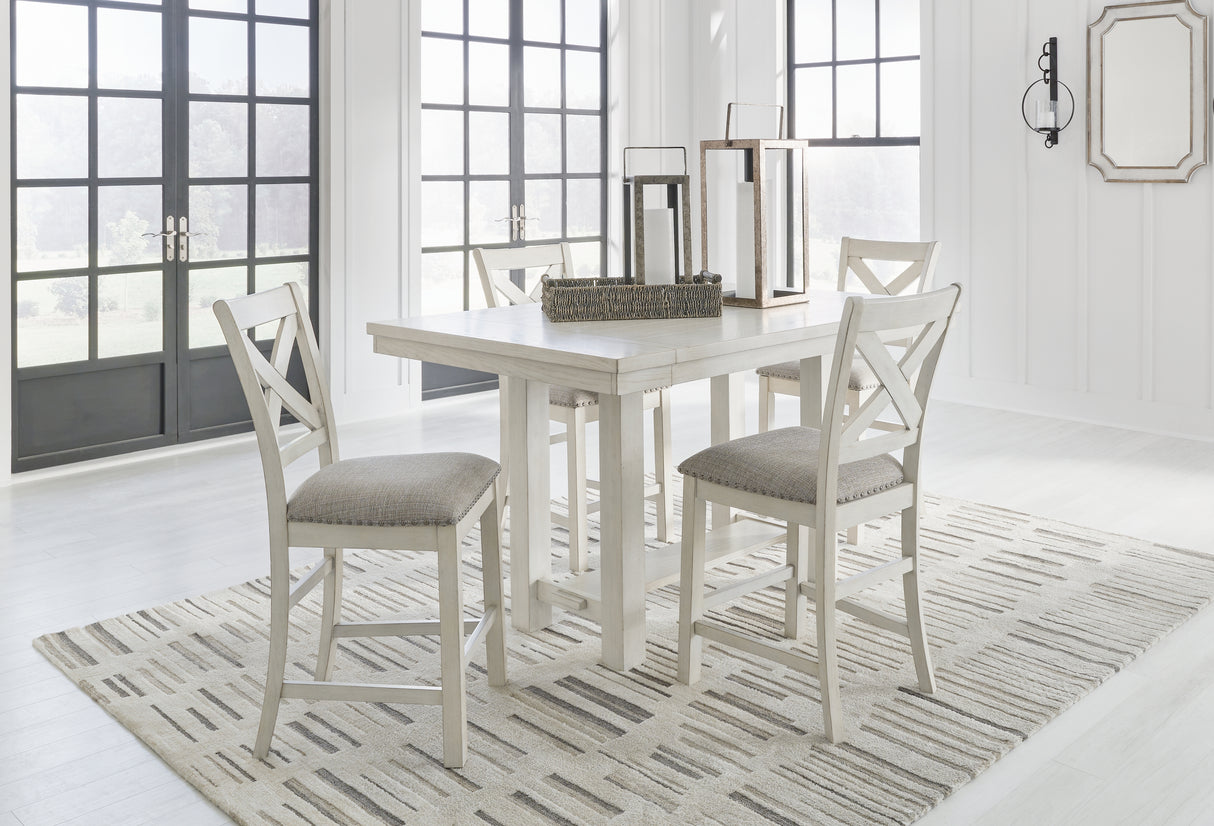 Robbinsdale Counter Height Dining Table and 4 Barstools in Antique White from Ashley - Luna Furniture